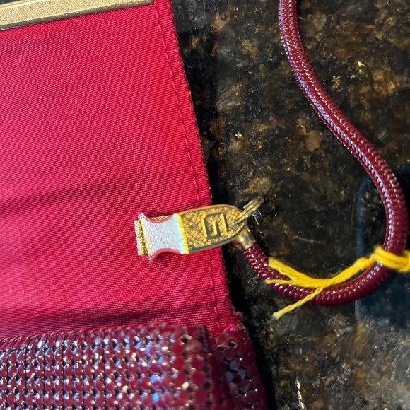 Vintage Retro GloMesh Burgundy Metal Mesh Clutch Bag  Purse - Australia - Picture 7 of 13